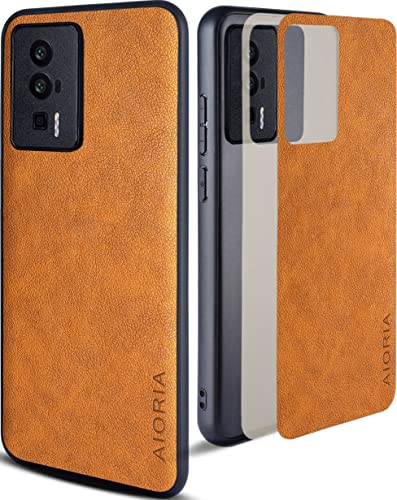 Poco F5 Pro étui en cuir orange idéal pour protéger son téléphone au quotidien