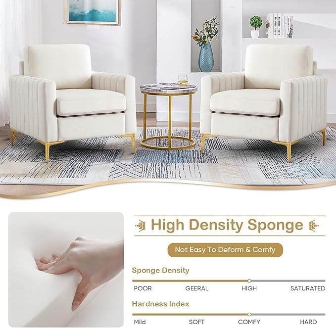 Image of Modern Armchair Single Sofa Chair for Small Armchair | Wingback Chair | High Back Wing Chair | Single Seater Chair for Living RoomSet of 2 Chairs (Beige A)
