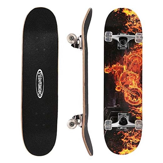 ChromeWheels 31 inch Skateboard Double Kick Skate Board Cruiser Longboard 8 Layer Maple Deck Skateboards for Kids and Beginners