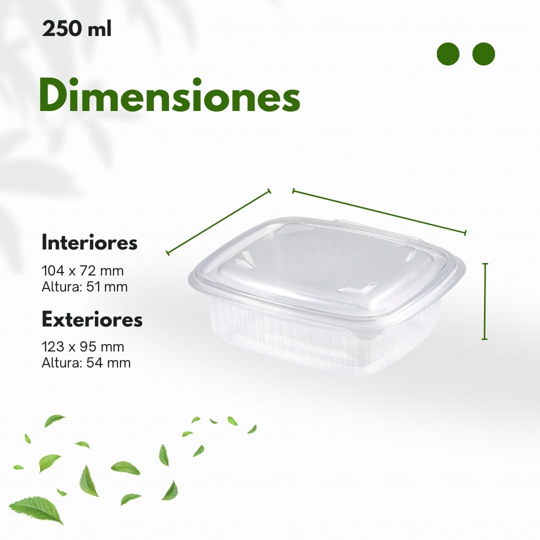 Envases para alimentos ecológicos de plástico reutilizable apto para el microondas y congelador con tapas de bisagra, Ideal para transportar comida, 250 ml, 600 uds