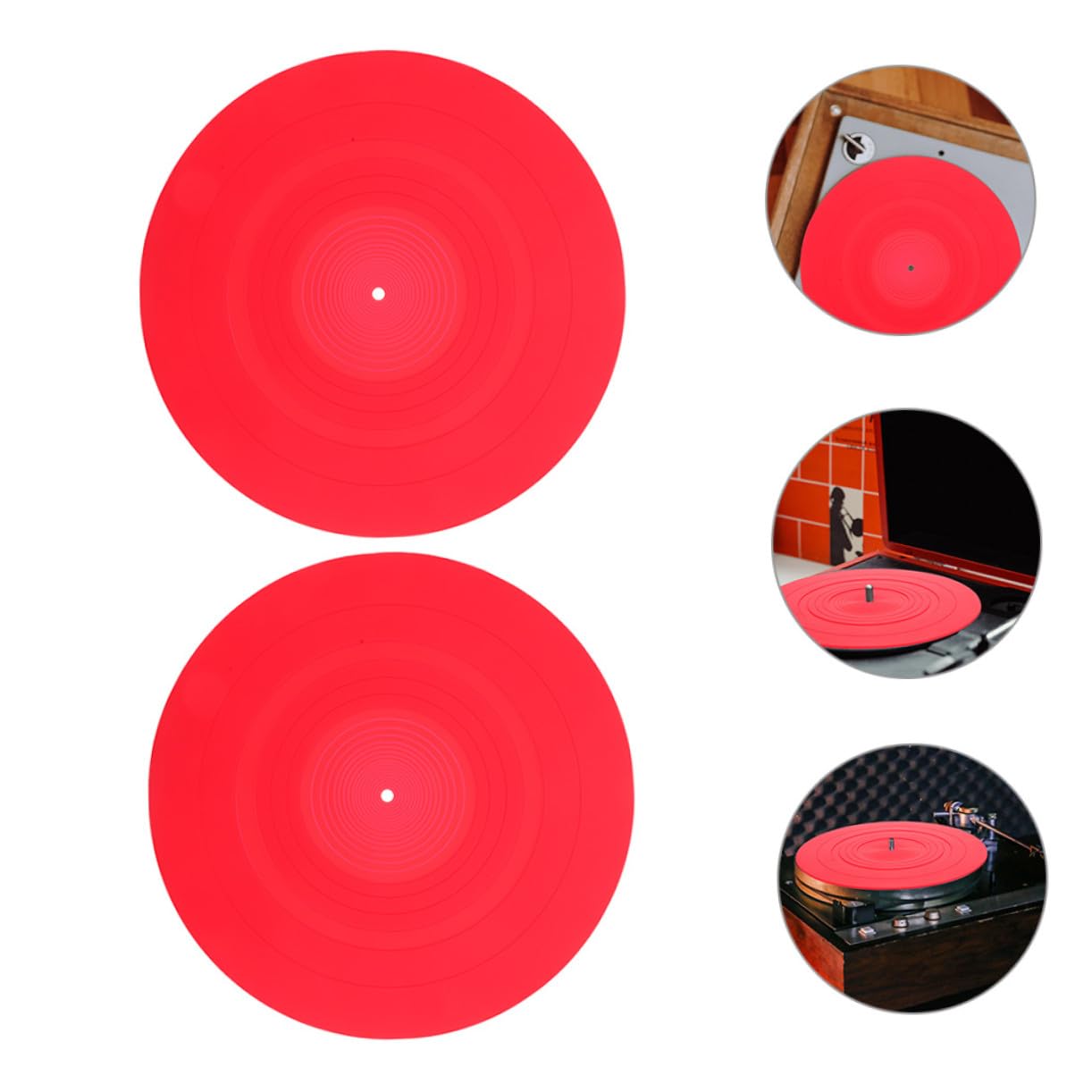 POPETPOP Tappetini in Silicone Antistatici Stabile e Sicuro per Giradischi Protezione Delicata Set 2 Pezzi Accessori Essenziali per Dischi Vinile