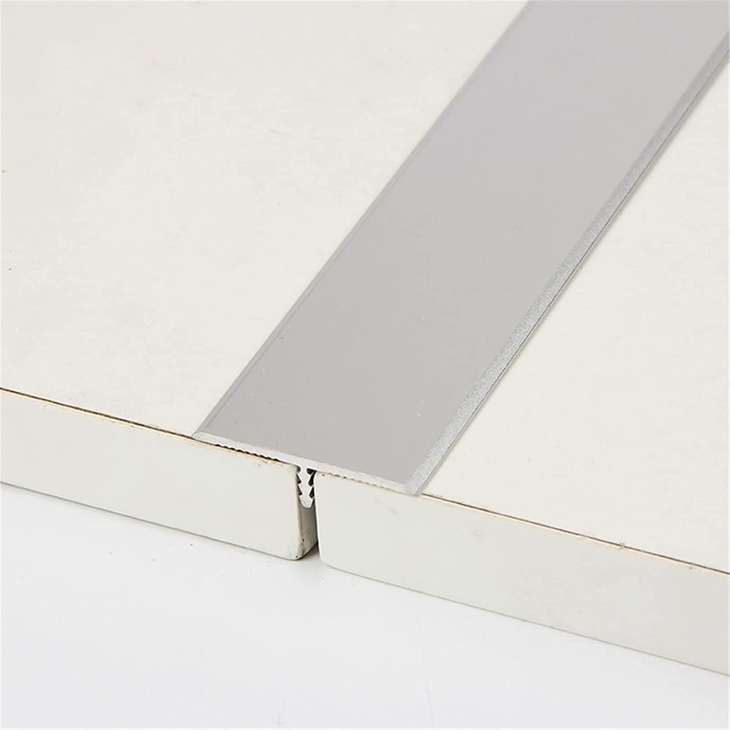 Doorway Uneven Floor Transition Strip, T Molding Floor Transition Strip Laminate, Flat Carpet Trim/Aluminum Threshold Strips Self Adhesive, Wide 33mm Door Ramp with Wood Effect ( Color : Silver , Size