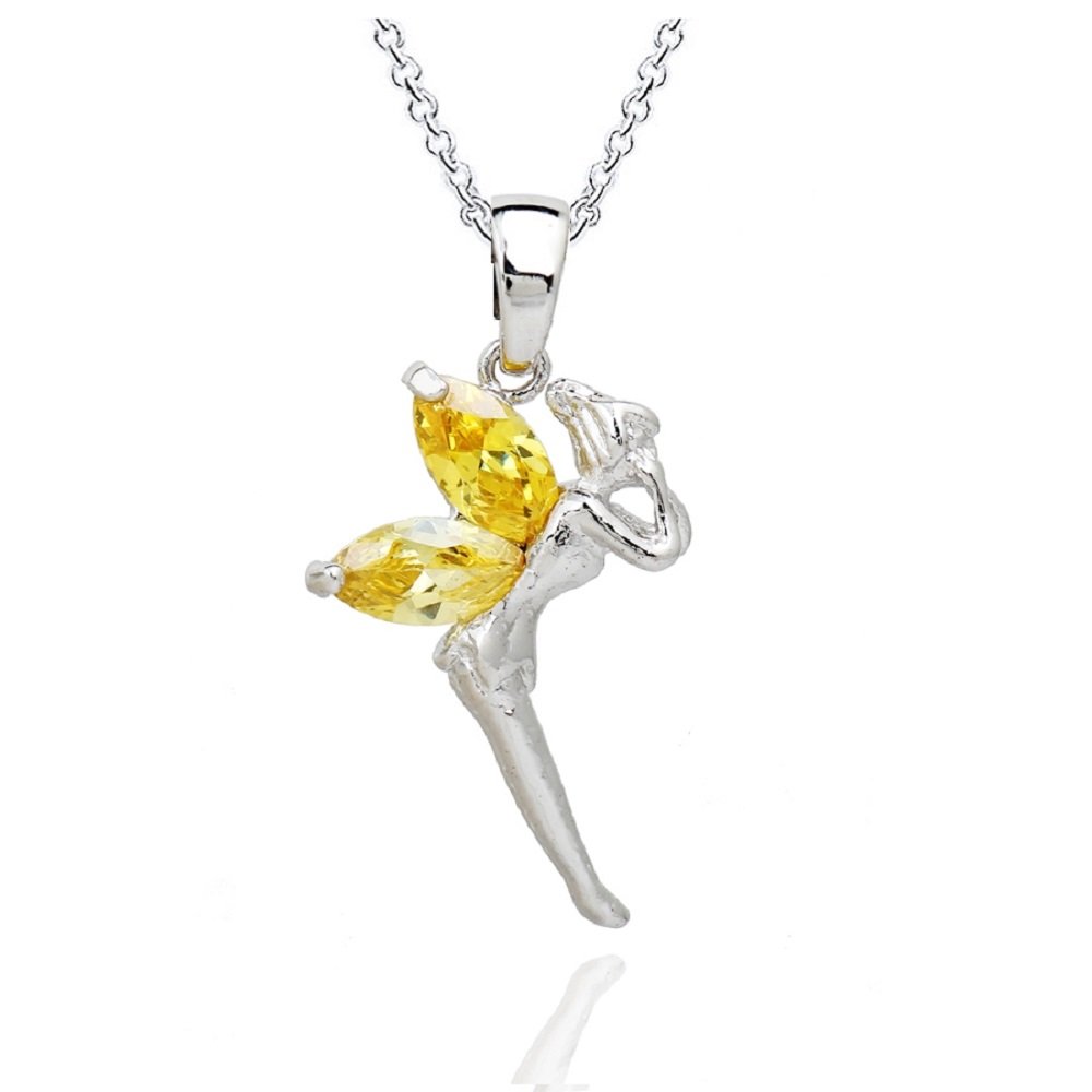 Parure De Bijoux Fée Clochette Crystalline Azuria - Collier Et Boucles D'oreilles Zircon Plaqué Or