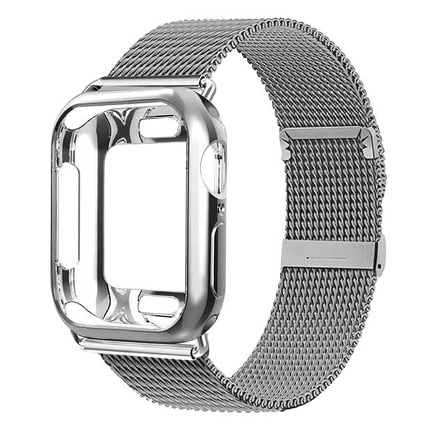 Bracelet milanais argent pour Apple Watch en acier inoxydable chic