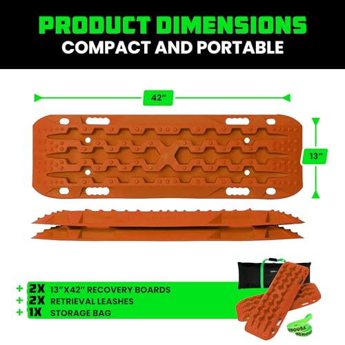 Image of Rhino USA Off-Road Traction Boards (2-Pack) - Sand, Mud & Snow (Orange)