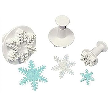 HomeBakers Mart Snowflake Plunger Cutter Fondant Tool, 3 pcs Set (Snowflake)