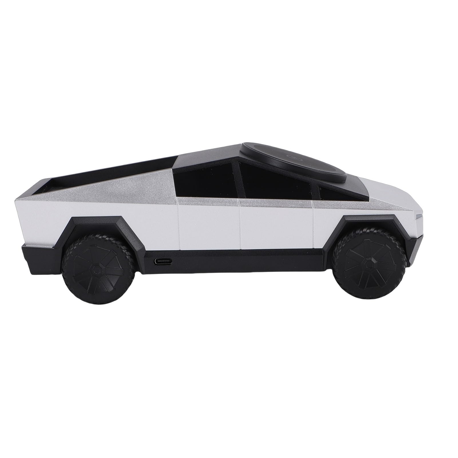 aqxreight Stazione di Ricarica Wireless 3 in 1, Caricabatterie Rotante per Modello di Auto in Scala 1:25 con Luce Ambientale per Auricolari per Orologio da Telefono (SILVER)