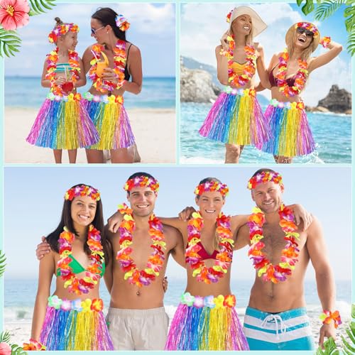 Conjunto disfraz hawaiano 7 piezas falda y accesorios miniatura 7
