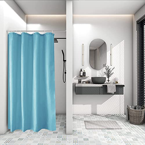 AooHome シャワーカーテン 90x180cm 目隠し 遮像 防カビ 防水 お風呂用カーテン 軽量 速乾 リング付き 無地 ライトブルー