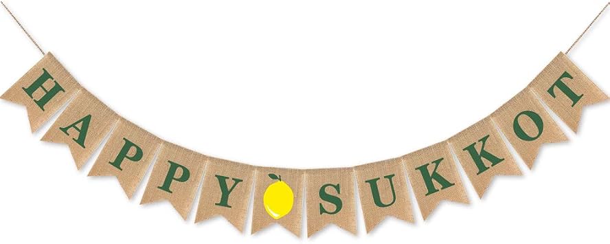 SWYOUN Burlap Happy Sukkot Banner Sukkah Jewish Holiday Party Supplies Garland Decoration