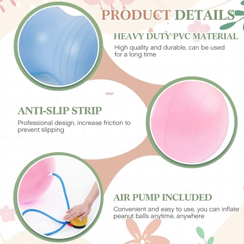Image of Jexine Peanut Ball Set for Kids Yoga Balance Exercise Ball for Pregnancy & Home Gym, Includes 1 Pump & Different Size Options