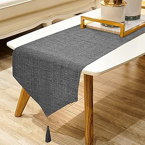 WAITER TREE Camino de Mesa de Lino Artificial Corredor para Cocina (35x240cm, Gris Oscuro) Cover