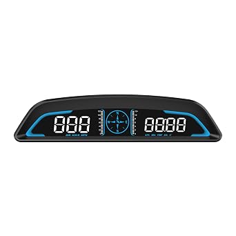 Car HUD Speedometer, 10 in 1 Head Up Display with Speed, Clock, Compass, Overspeed Alarm, Fatigue Driving Alert, Altimeter, Auto Brightness for Day and Night Driving