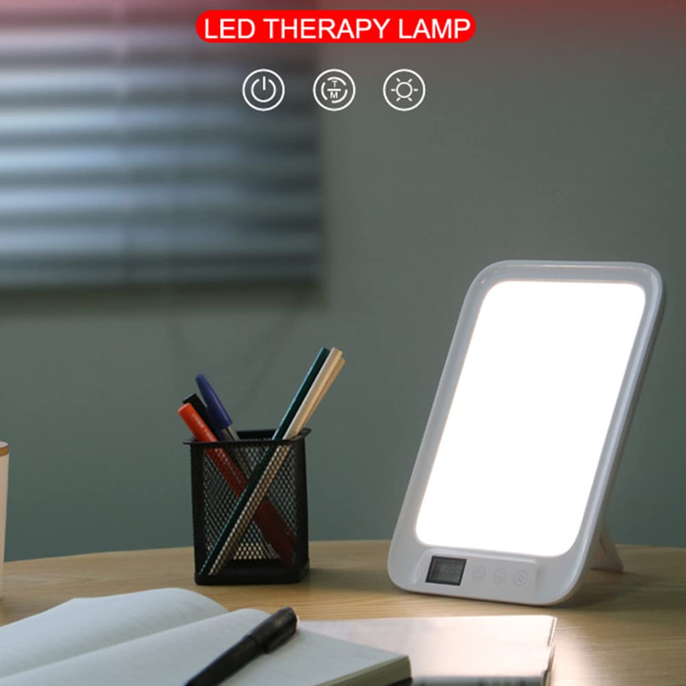 Lampe De Luminothérapie, 45000Lux Boîte À Lumière LED, Avec 3 Modes De Couleur, 6 Niveaux De Luminosité & Gradation En Continu, Coucher Du Soleil Fonction De Réglage De La Minuterie,Blanc