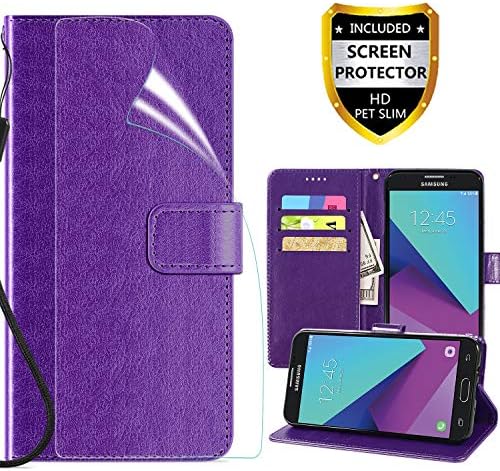 Cmore Phone Case for Samsung Galaxy J7 2017 / J7 V / J7 2017 / J7 Prime / J7 Perx / J7 Sky Pro/Galaxy Halo, Wallet Case with Kickstand and Flip Cover-Purple