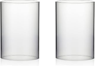 WGVI Hurricane Candle Holder Sleeve, Wide 5.5", Height 8", 2 Pieces, Clear Glass Cylinder Open Both Ends, Chimney Shade Tube (HST5508_2pc)