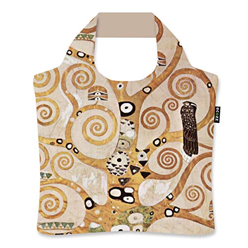 ecozz The Tree of Life - Gustav Klimt, rPET, OEKO-TEX, plegable, bolsa de la compra con cremallera, reutilizable, bolsa de transporte, bolso de mano, bolsa de playa