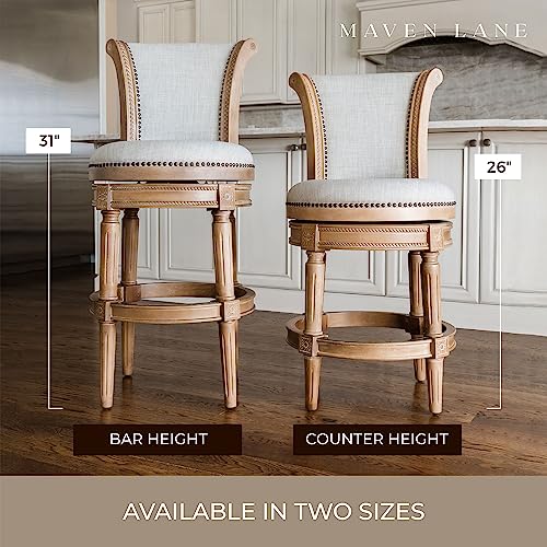 Maven Lane Pullman High-Back Kitchen Swivel Bar Stool, Weathered Oak, Bar Height, Set Of 4 #TOP6