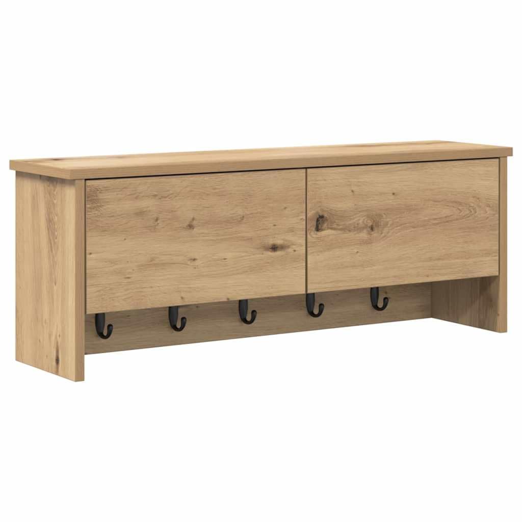 Appendiabiti da parete in legno elaborato con ganci | Montaggio facile, salvaspazio, design moderno, ideale per corridoio