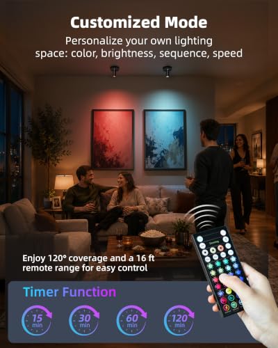 Image of EZVALO RGB Spotlights Indoor with Remote, Wireless 5500mAh Rechargeable Accent Lights, 83 Color Changing & DIY Modes, Mini Spotlight for Plants, Artwork, Display Cabinet, Shelves & Home Decor (2 Pack)