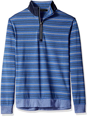 Bugatchi Men's Long Sleeve 1/4 Zip Pullover Sweatshirt, Classic/Blue, XX-Large