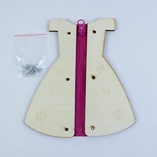 EDUBUSYIU Montessori Busy Board Parts, Toddler Busy Board, Wooden Activity Parts Beads Rotating Swirls Busy Board Details Beads Busy Board Accessories (Dress with Zipper)