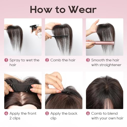 Invisible Hairline Hair Toppers for Thinning Hairs Women Real Hairs 10 Inch Cover Hair Topper Pieces with 150% Density (7 * 9" Natural Black) - Image 6