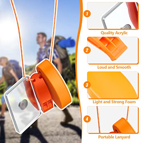 2 Sets Outdoor Survival Kit Rescue Signal Mirror Floating Whistle Combo Flash Signaling Mirror Emergency Whistle Orange Float For Backpacking Camping Hiking Activities #TOP2