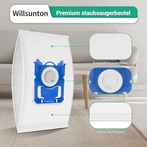 10 Stück S Bag Staubsaugerbeutel für AEG GR201SM, für Philips FC8021/03, für Electrolux E201S S Bag Staubbeutel Classic Long Performance
