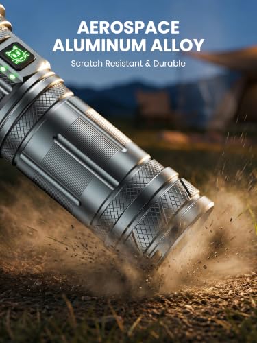 Yemao LED Rechargeable Flashlight, 2400 Lumens High Power Tactical Torch with 6 Modes, Memory Function and 3 Color Filters, Waterproof for Camping Hiking Home Emergencies, Gifts for Him Father’s Day — view 3