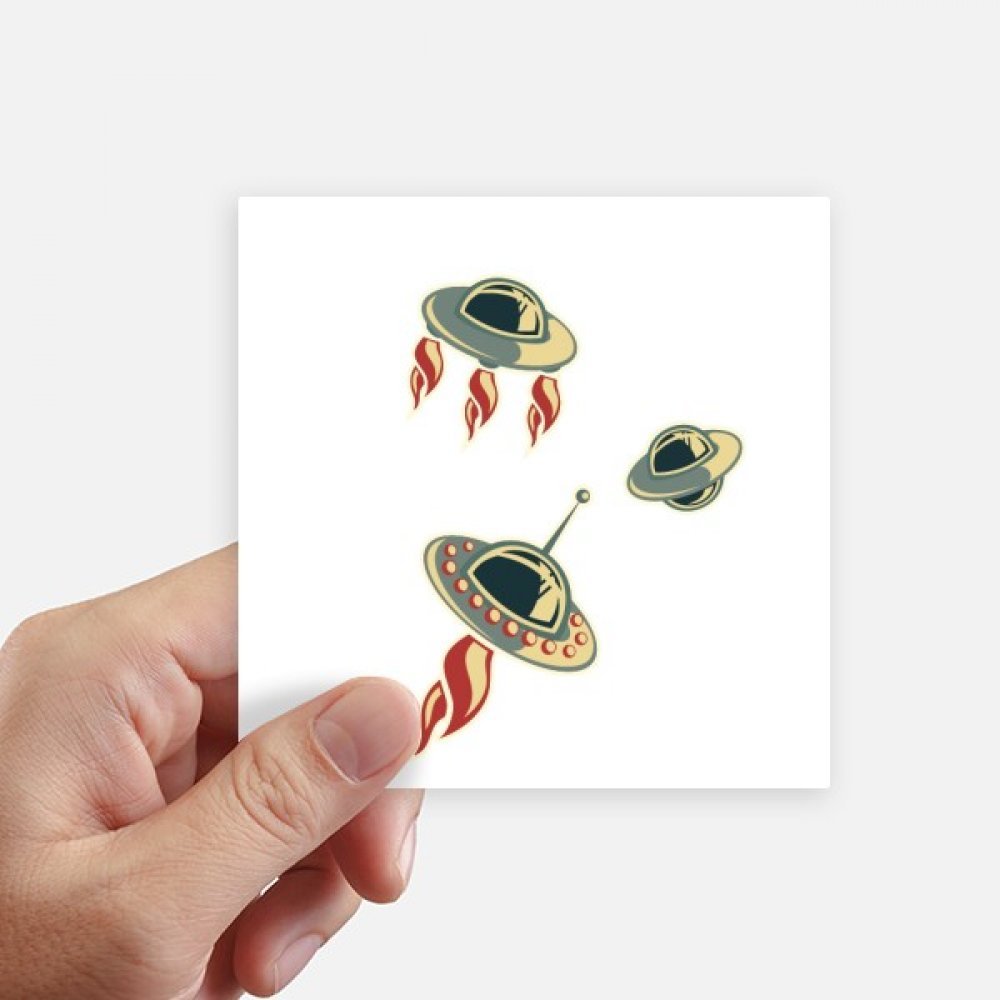Autocollant carré de 10 cm Univers et Alien UFO pour mur et PC portable, lot de 8 stickers