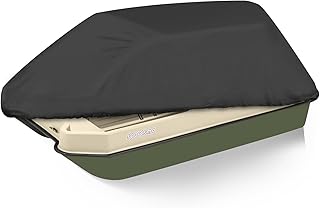 1200D Waterproof Pond Boat Cover Fits 8'-10'L Pond Prowler Bass Raider Boat and Bass Fishing Boat, Heavy Duty Marine Grade Canvas, Black