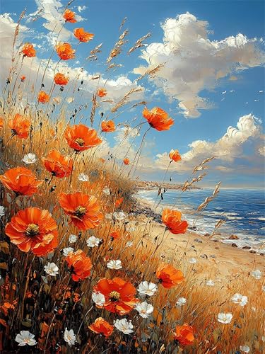 Peinture par numéro adulte paysage et fleur kit 80x100cm