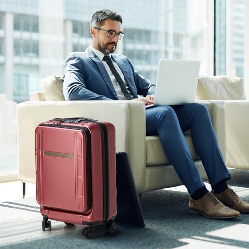 Karl home Bagagem de mão aprovada por companhias aéreas de 56 x 35 x 23 cm, mala rígida ABS + PC com