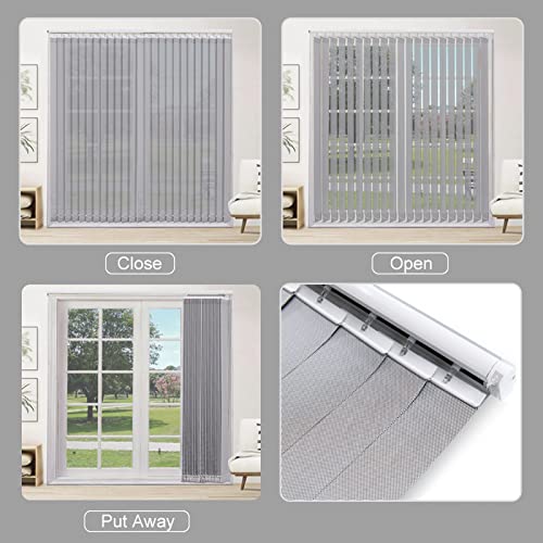 Letua Solar Vertical Window Blinds, 5% Mesh Fabric, Light Fitering, Reduce Sun Glare, Uv Protection, Grey Window Shades For Slidding Door, French Window, Room Divider, Glass Wall,Oversized Windows… #TOP2
