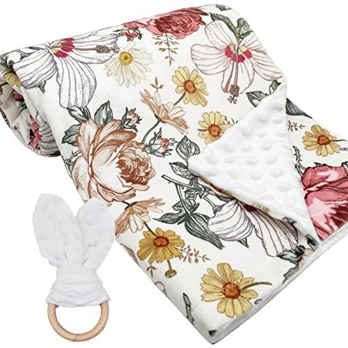 Image of Baby Blankets for Boys Girls Soft Minky Blanket for Newborn Infant Toddler Used for Crib Stroller Nursery (Floral)