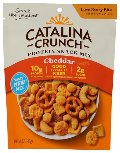 Catalina Crunch Protein Snack Mix with Cheese Crisps - 10g Protein, 1g Sugar per Serving - Good Source of Fiber, Keto, Gluten Free - Cheddar, 5.25 Ounce Bag (Pack of 1)