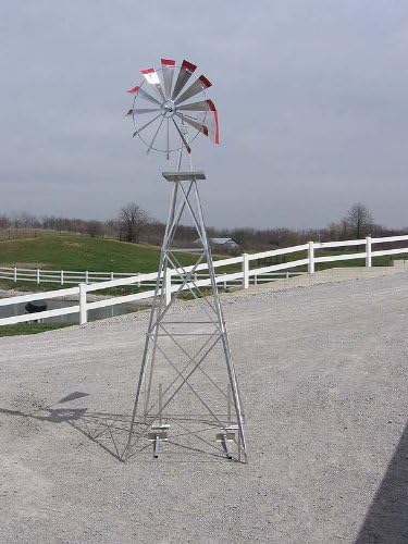 10 Ft Premium Aluminum Decorative Garden Windmill - Green Trim