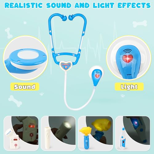 Doctors Set for Kids - Children Pet Vet Care Play Set with Doctor Costume, Plush Dog, Pretend Role Play Medical Kit Toys Gifts for 3 4 5 6 Year Old Girls - Image 4