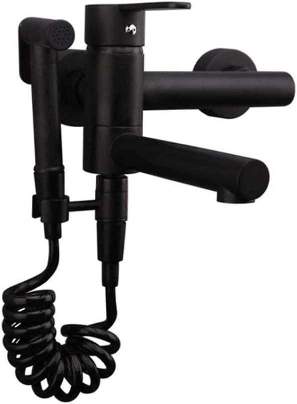 Black Bidet Spray Faucet Set with Cold and Hot Water, Brass Hand Shower
