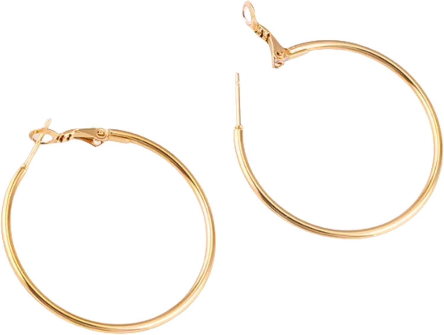 Hypoallergenic Gold Surgical Steel Hoop Earrings for Women, Lightweight 18K Gold Plated Hoop Earrings, Minimalist Thin Hoops Earring Non Tarnish, Classic Hoops Everyday Wear 30/40/50/60mm