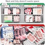 4Pcs Freezer Organizer（0Pcs Expandable Hanging Refrigerator Basket and 4Pcs Stackable Freezer Containers）,Stainless Steel Wire Basket for Freezer&Upright Freezer
