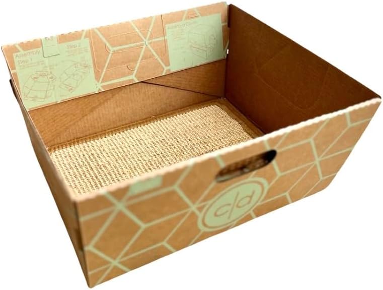 Cats Desire Litter Box Extra-Large Heavy Duty Cardboard Cat Scratcher and Lounger Box with Scratcher Pad Plus Catnip - Two Trays Convert to an Enclosed Box for All Breed Sizes - 19"x17"x17".