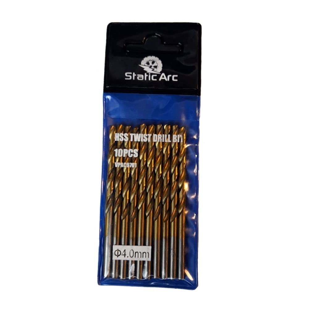 10x HSS Titanium Coated Drill BIT Set Pack Steel Wood Plastic 1/2/3/4/5/6mm (4mm)