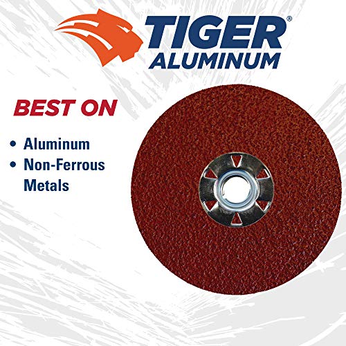 Image of Weiler 60601 Tiger Aluminum Resin Fiber Sanding & Grinding Disc, 4-1 /2 inch Diameter, 36 Grit, 5 /8 inch - 11 Hub (Pack of 25)