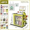 51ordgfl67l - Interactive Cash Register Playset for Kids - 48PCS with Play Money, Scanner, Calculator, Credit Card, and Food - Educational Toy for Boys and Girls Ages 3+ (668-124) - kids cash register toy