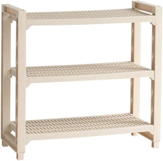 Shelf ─ Storage Sturdy Easy Assembly Kitchen, Bathroom Freestanding Shelf，Three Floors(Beige)