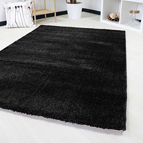 mynes Home Kurzflor Teppich Schwarz Anthrazit Weiss gepunktet, ideal als Wohnzimmerteppich und...