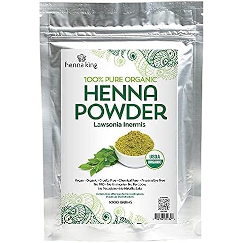 Natural Pure Brown Henna 100% All Natural Indigo Powder for Temporary Tattoos, Hair Dye & Beard Dye (Henna) Organic, Herbal & Vegan Chemical & Cruelty Free 1000 grams Cover