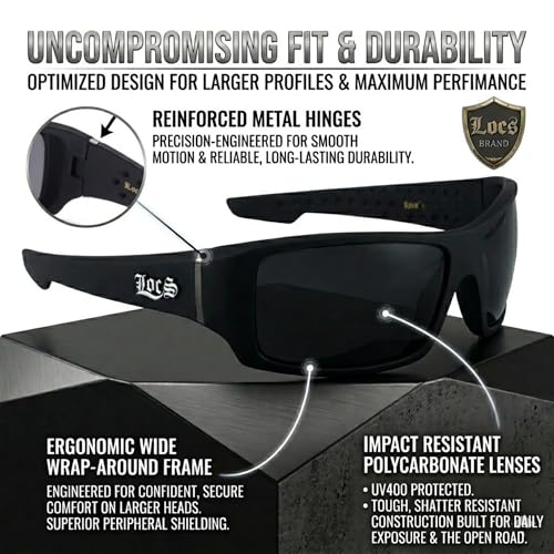 Image of Locs Men's Rectangular Hardcore Wrap Sunglasses - 9054 & 91264 Series